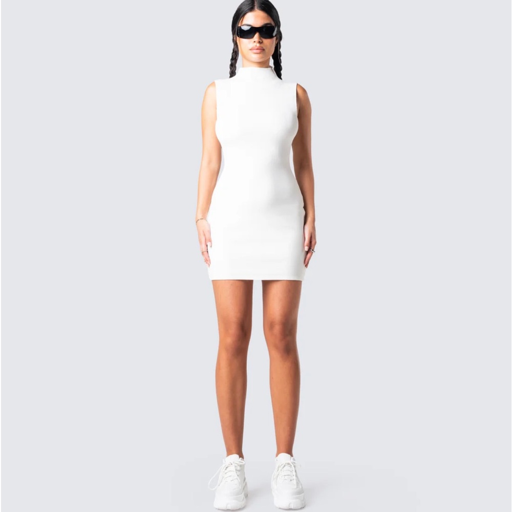 FINESSE Lauren White Rib Mini Dress